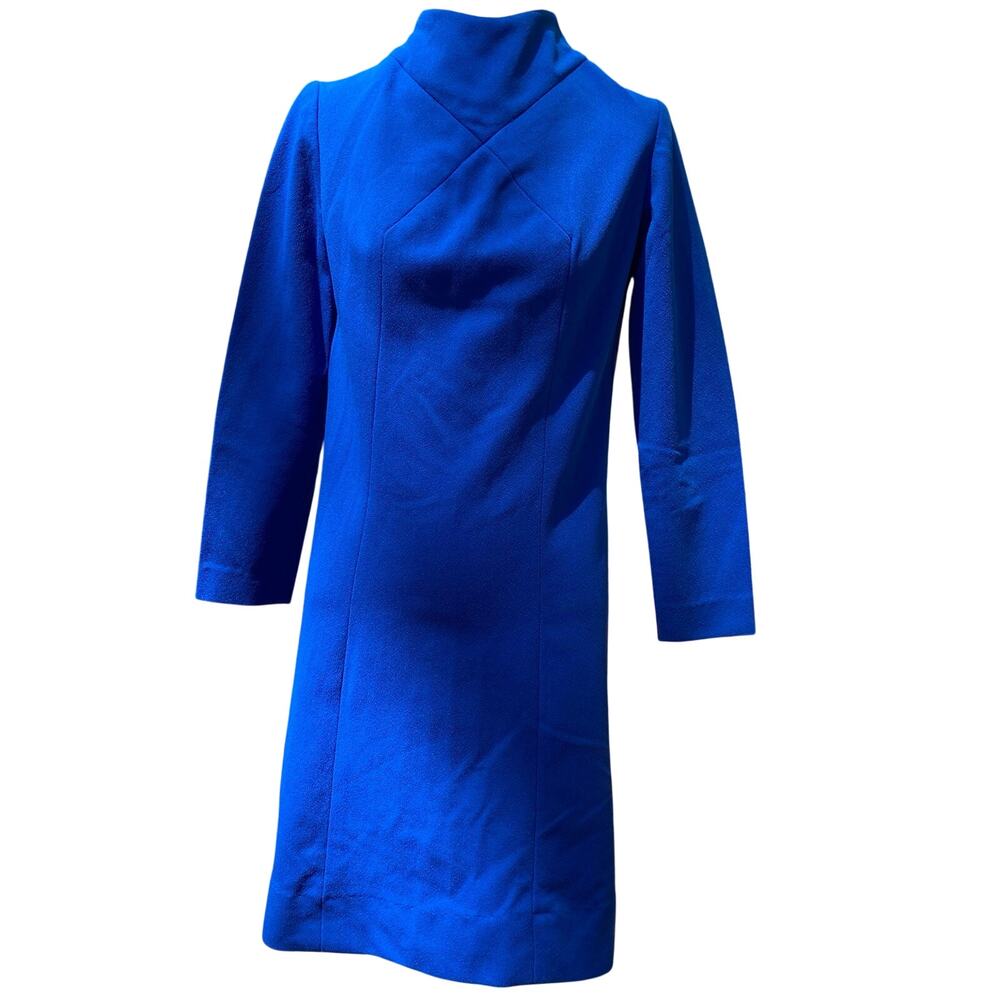 Vintage 60s/70s MOD Shift Dress Size Small/Med A-line blue Longsleeve mockneck